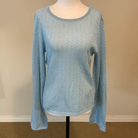 AMISU Metallic Silver and Baby Blue Sweater NWT - Picture 3 of 13